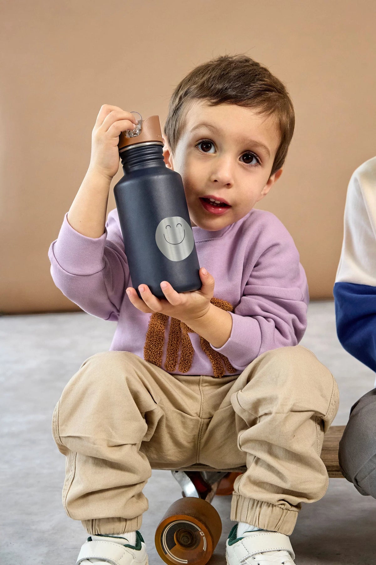 Edelstahl Kinder Trinkflasche 500 ml - Little Gang, Smile, Blau