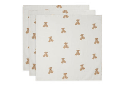 3er-Set Musselintücher Hydrophil 70x70 cm - Teddy Bear