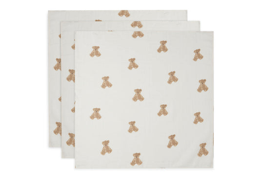 3er-Set Musselintücher Hydrophil 70x70 cm - Teddy Bear