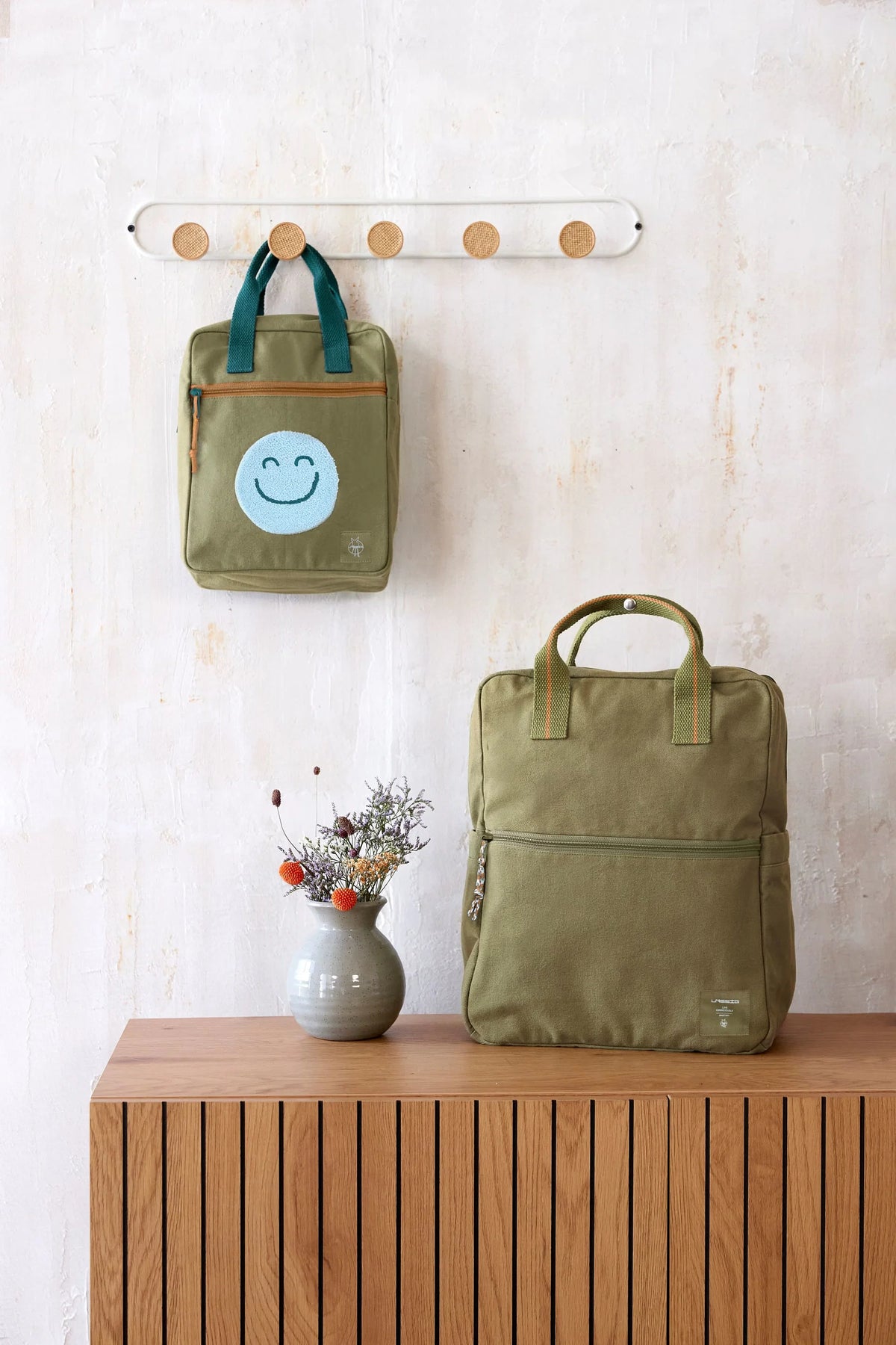 Kindergartenrucksack Square Little One & Me - Small, Oliv
