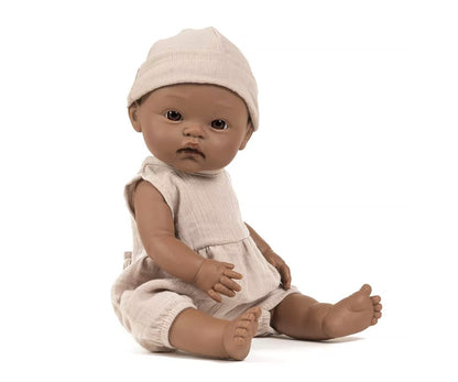 Cuties Puppe Basile, 36 cm mit Noa-Strampler und Mütze