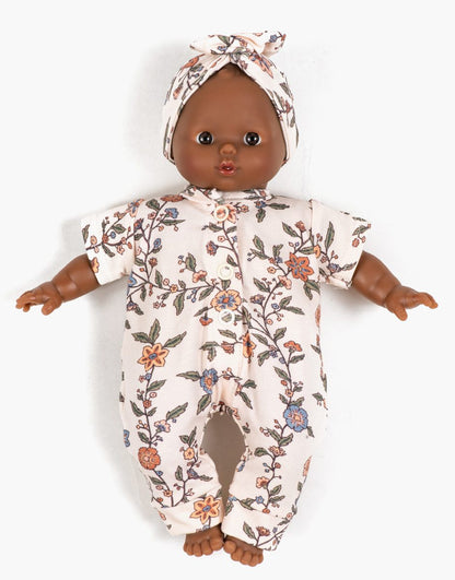 Puppen–Strampler Lili mit Gisèle-Stirnband aus Jersey