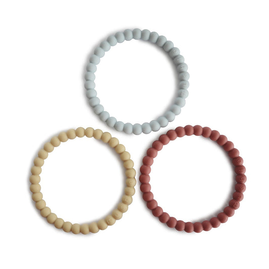 3er-Set Perlen Beißarmbänder Silikon Mellow/Terracotta/Periwinkle